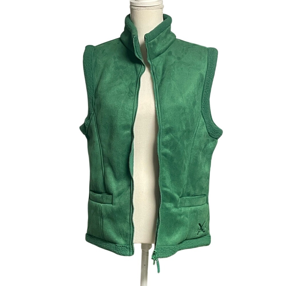 Moxie Equestrian Cavalero Techno Suede Green Sherpa Fleece Vest Women's Medium M